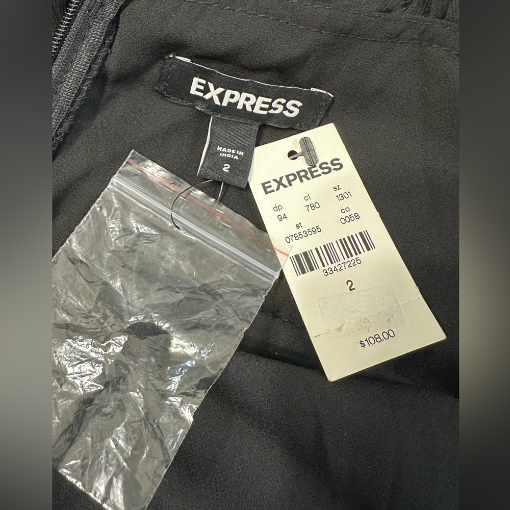 NWT Express Black Mock Neck Long Sleeve Pleated Waist Tiered Ruffle Mini  Dress - Picture 12 of 16